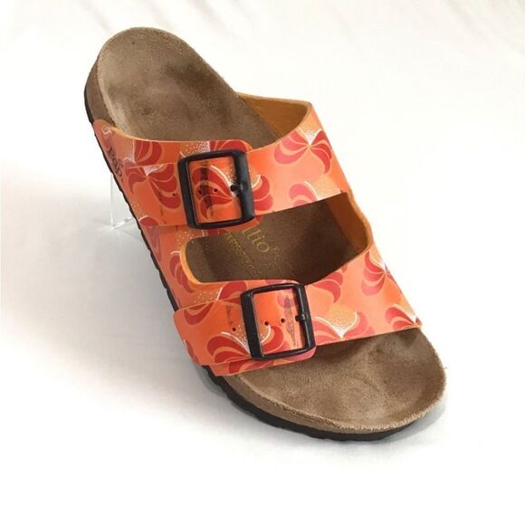Birkenstock Orange Papillio Arizona Slide Sandals Unisex Size Ladies 10 Men 8 - Picture 1 of 10